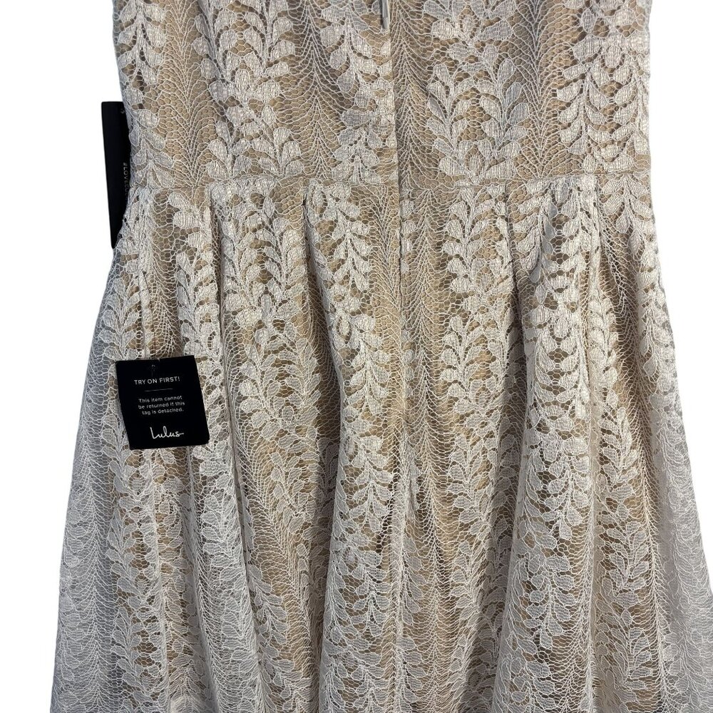 Lulus White & Beige Lace V-Neck Sleeveless Dress - Picture 2 of 11